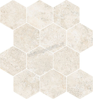  NovaBell Landstone Raw White 30x34 cm Special Esagona Circle Mat Gestructureerd Naturale LST887N | 320212