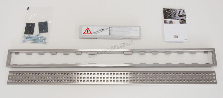 Schlüter Systems KERDI-LINE-B Profielframes Goot met de afdekkingen 100cm H=19mm - Design Square Roestvast staal V4A EB - Roestvast staal V4A geborsteld zilver Sterkte: 19 mm Lengte: 1 m KLB19EB100 | 321187