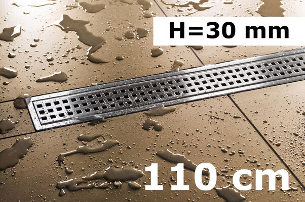 Schlüter Systems KERDI-LINE-B Profielframes Goot met de afdekkingen 110cm H=30mm - Design Square Roestvast staal V4A EB - Roestvast staal V4A geborsteld zilver Sterkte: 30 mm Lengte: 1,1 m KLB30EB110 | 321286