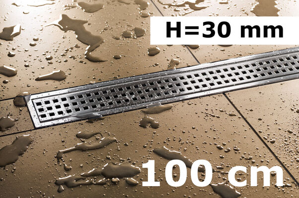 Schlüter Systems KERDI-LINE-B Profielframes Goot met de afdekkingen 100cm H=30mm - Design Square Roestvast staal V4A EB - Roestvast staal V4A geborsteld zilver Sterkte: 30 mm Lengte: 1 m KLB30EB100 | 321304