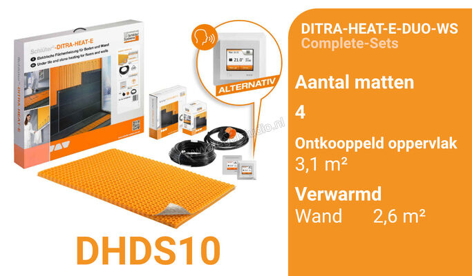 Schlüter Systems DITRA-HEAT-E-DUO-WS Verwarming Volledige set voor de wand DHDS10 | 321790