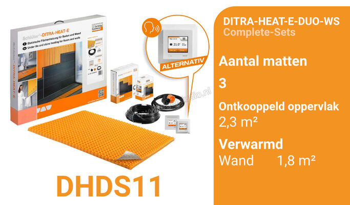 Schlüter Systems DITRA-HEAT-E-DUO-WS Verwarming Volledige set voor de wand DHDS11 | 321793