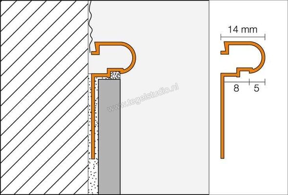 Schlüter Systems RONDEC-DB-AE DB14AE Decor profiel Sterkte: 14 mm Lengte: 2,5 m DB14AE | 322327