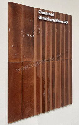 Marazzi Lume Caramel 6x24 cm Decor 3D Rake Glanzend Gestructureerd Lux MP9K | 322903