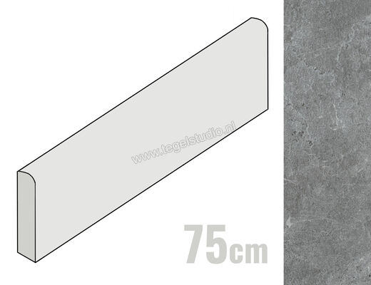  Marazzi Mystone Pietra Ligure Antracite 7x75 cm Plint Mat Vlak Naturale MPL2 | 323008
