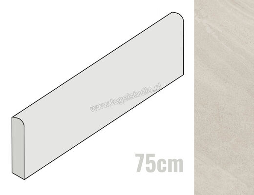  Imola Ceramica Lime-Rock White W 6x75 cm Plint Mat Gestructureerd Naturale LMRCK BT75W | 328576