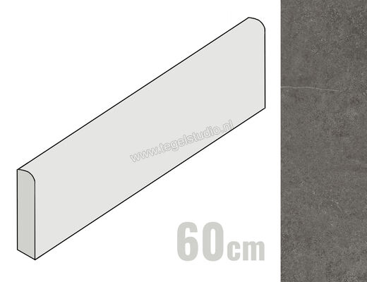  Imola Ceramica Stoncrete Dark Grey DG 6x60 cm Plint Mat Gestructureerd Naturale STCR BT60DG | 330459