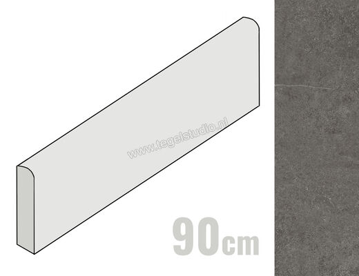  Imola Ceramica Stoncrete Dark Grey DG 6x90 cm Plint Mat Gestructureerd Naturale STCR BT90DG | 330462