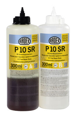 Ardex P 10 SR II Snelreparatiehars 2-componentenset met 0,339 l hardercomponent A, 0,444 l basiscomponent B, 20 spijkerribben + wegwerphandschoenen (verpakt per 6 sets) 25100 | 331056