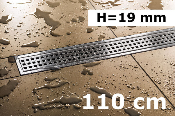 Schlüter Systems KERDI-LINE-B Profielframes Goot met de afdekkingen 110cm H=19mm - Design Square Roestvast staal V4A EB - Roestvast staal V4A geborsteld zilver Sterkte: 19 mm Lengte: 1,1 m KLB19EB110 | 334410