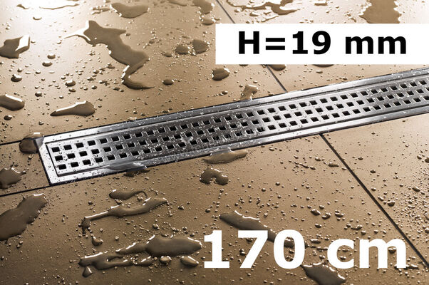 Schlüter Systems KERDI-LINE-B Profielframes Goot met de afdekkingen 170cm H=19mm - Design Square Roestvast staal V4A EB - Roestvast staal V4A geborsteld zilver Sterkte: 19 mm Lengte: 1,7 m KLB19EB170 | 334446