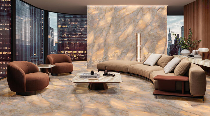  Emilceramica Tele Di Marmo Lumia Golden Ambra 120x120 cm Vloertegel / Wandtegel Glanzend Vlak Full Lappato EN84 | 353365