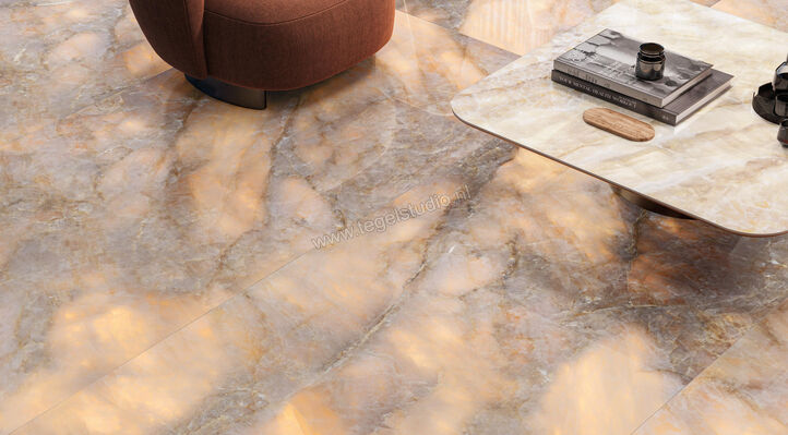  Emilceramica Tele Di Marmo Lumia Golden Ambra 120x120 cm Vloertegel / Wandtegel Glanzend Vlak Full Lappato EN84 | 353371