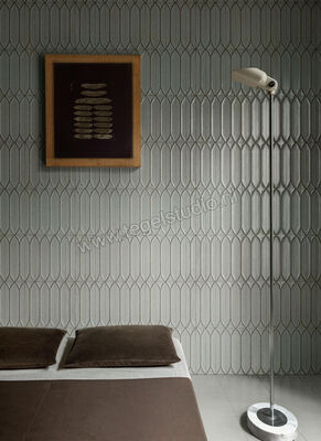  Marazzi Terramater Lichene 9.1x37.5 cm Wandtegel Struttura 3D Losanga Glanzend Gestructureerd Lux MPM3 | 353572