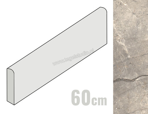  Ceramiche Caesar Anima Futura Amazing Silver 7.2x60 cm Plinthe Glanzend Vlak Lucidato AGGE CAE | 356686