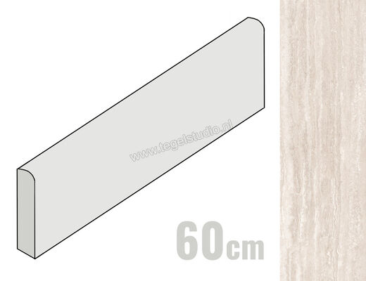  Ragno Realstone_Travertino Vein Bianco 7x60 cm Plint Mat Vlak Naturale RCJC | 375874