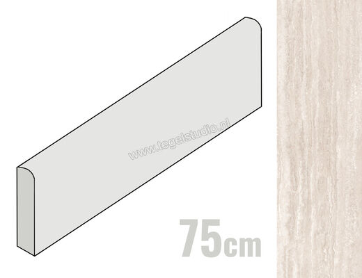  Ragno Realstone_Travertino Vein Bianco 7x75 cm Plint Mat Vlak Naturale RCJG | 375886