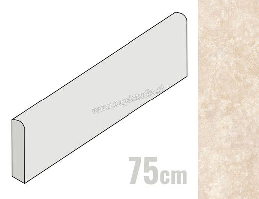  Ragno Realstone_Travertino Cross Beige 7x75 cm Plint Mat Vlak Naturale RCJK | 375895