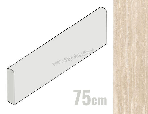 Ragno Realstone_Travertino Vein Beige 7x75 cm Plint Mat Vlak Naturale RCJM | 375901
