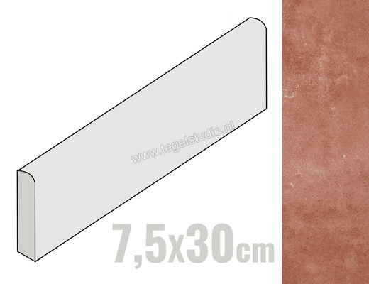  Ragno Epoca Cotto Rosso 7.5x30 cm Plint Mat Vlak Naturale R03P | 377293