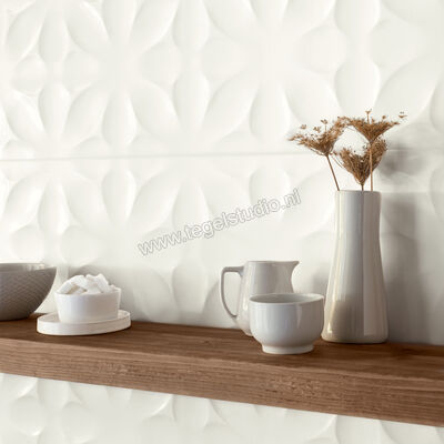  Ragno Freestyle White 25x76 cm Wandtegel Fiore 3D Mat Gestructureerd Satin R6TU | 381208