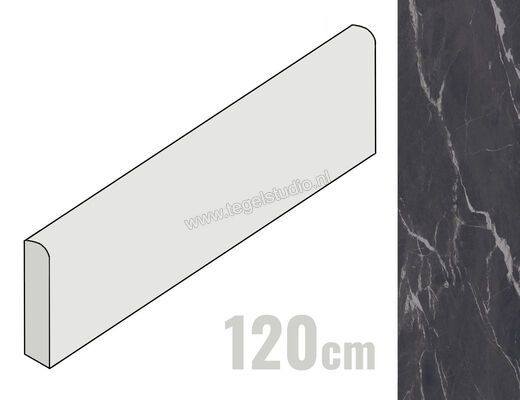  Imola Ceramica The Room Montecarlo Black 6x120 cm Plint Dikte: 6,5 mm Glanzend Vlak Lappato Honed MON BL6BT120LPM | 400251
