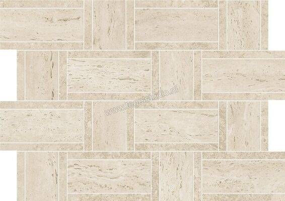  Atlas Concorde Marvel Travertine Pearl 35x47 cm Mozaiek Basketweave Mat Vlak Naturale AF9O | 424174
