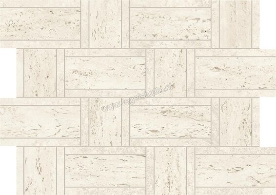  Atlas Concorde Marvel Travertine White 35x47 cm Mozaiek Basketweave Mat Vlak Naturale AF9M | 424180