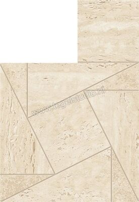  Atlas Concorde Marvel Travertine Sand 22x26 cm Mozaiek Tessellation Mat Vlak Naturale AF9H | 424195