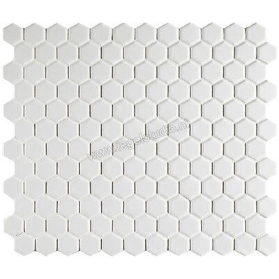  Aquacolor Porcelain White Hexagon 26x31 cm Vloertegel / Wandtegel 2.3x2.6cm Mat AQUA154 | 453078