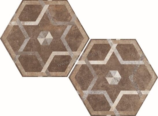  Fioranese Heritage Multicolor 34.5x40 cm Vloertegel / Wandtegel Deco Exagona Texture_5 Mat Vlak Naturale HET5EX | 453529