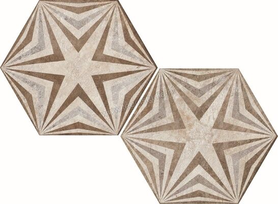  Fioranese Heritage Multicolor 34.5x40 cm Vloertegel / Wandtegel Deco Exagona Texture_3 Mat Vlak Naturale HET3EX | 453535