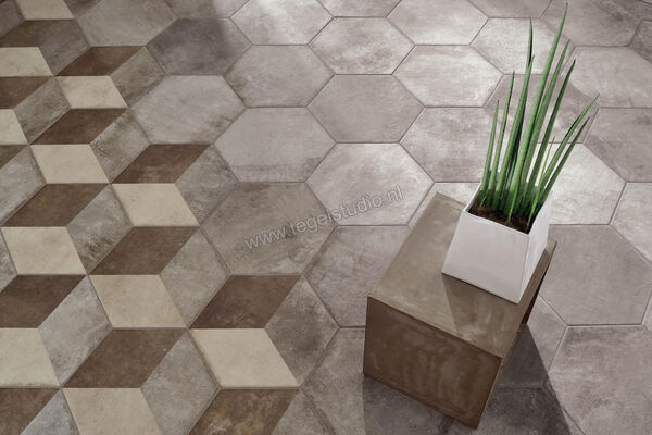  Fioranese Heritage Multicolor 34.5x40 cm Vloertegel / Wandtegel Deco Exagona Texture_2 Mat Vlak Naturale HET2EX | 453541