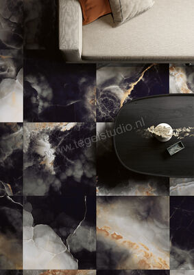  Fioranese Unica Deep Dark 60x60 cm Vloertegel / Wandtegel Glanzend Vlak Levigato UI600LR | 453889