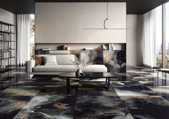  Fioranese Unica Deep Dark 60x60 cm Vloertegel / Wandtegel Glanzend Vlak Levigato UI600LR | 453892