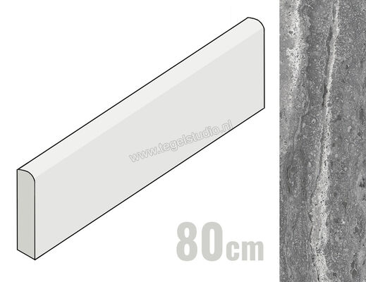  Mirage Elysian Travertino dark 7.2x80 cm Plint Mat Gestructureerd Spazzolato MRBAW7 | 454300