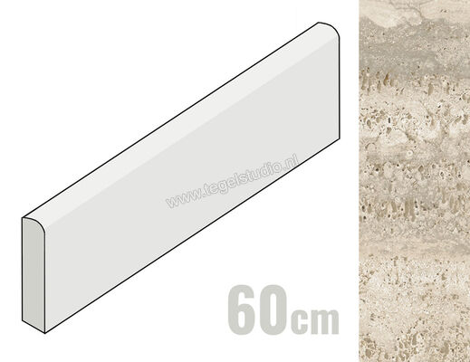  Mirage Elysian Travertino light 7.2x60 cm Plint Mat Vlak Naturale MRBAX4 | 454321