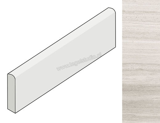  Coem Ceramiche Flow Light Grey 7.5x60 cm Plint Glanzend Gestructureerd Lappato SKB603L | 465055