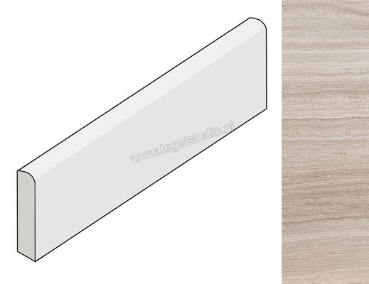  Coem Ceramiche Flow Greige 7.5x60 cm Plint Glanzend Gestructureerd Lappato SKB600L | 465073