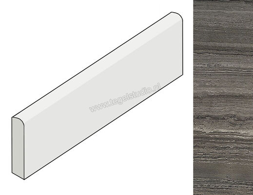  Coem Ceramiche Flow Dark Grey 7.5x60 cm Plint Mat Gestructureerd Naturale SKB607R | 465244