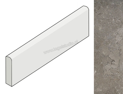  Coem Ceramiche Lagos Concrete 7.5x60 cm Plint Glanzend Gestructureerd Lucidato OSB600L | 465742
