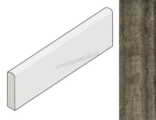  Coem Ceramiche Touch Stone Vein Brown 7.5x60.4 cm Plint Glanzend Vlak Levigato TVB67L | 467596