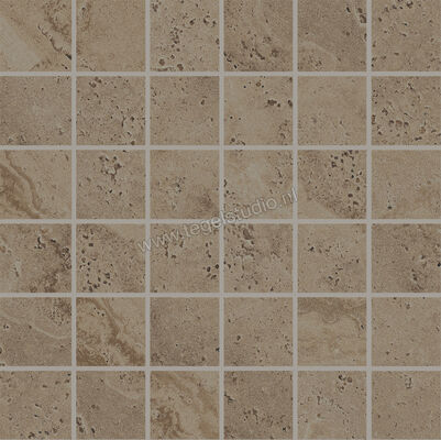  Provenza Unique Travertine Chocolate Minimal 30x30 cm Mozaiek 5x5 Mat Gestructureerd Naturale EJTP | 487187