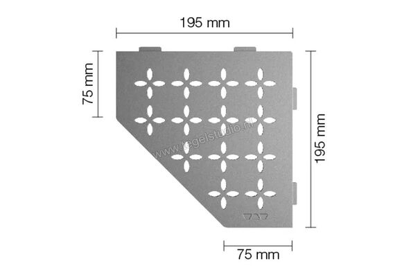  Schlüter Systems SHELF-E-S2 Planchet Floral Aluminium TSG - structuur-gecoat grijs Sterkte: 195 mm Breedte: 195 mm SES2D5TSG | 492159