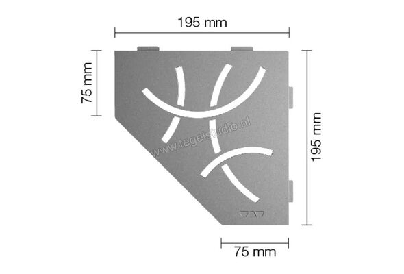  Schlüter Systems SHELF-E-S2 Planchet Curve Aluminium TSG - structuur-gecoat grijs Sterkte: 195 mm Breedte: 195 mm SES2D6TSG | 492162