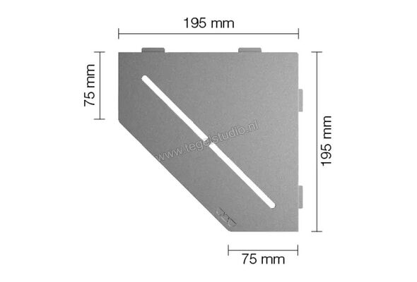  Schlüter Systems SHELF-E-S2 Planchet Pure Aluminium TSG - structuur-gecoat grijs Sterkte: 195 mm Breedte: 195 mm SES2D7TSG | 492165