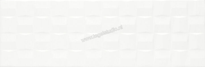 Marazzi Absolute White White 25x76 cm Wandtegel Struttura Cube 3D Glanzend Gestructureerd MN0M | 52725