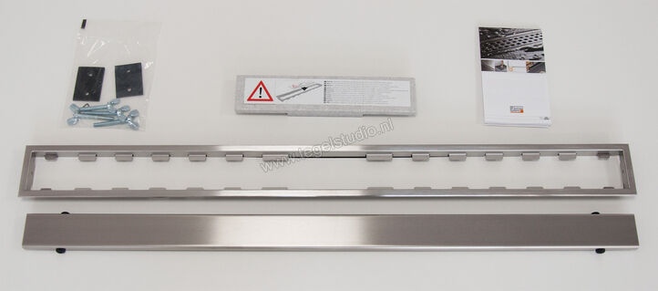 Schlüter Systems KERDI-LINE-A Profielframes Goot met de afdekkingen 80cm H=19mm - Design Solid Roestvast staal V4A EB - Roestvast staal V4A geborsteld zilver Sterkte: 19 mm Lengte: 0,8 m KLA19EB80 | 5724