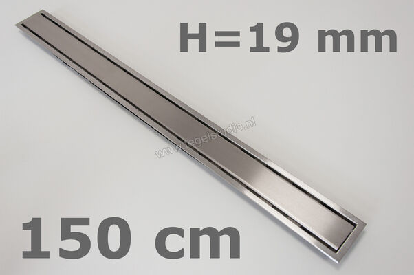 Schlüter Systems KERDI-LINE-A Profielframes Goot met de afdekkingen 150cm H=19mm - Design Solid Roestvast staal V4A EB - Roestvast staal V4A geborsteld zilver Sterkte: 19 mm Lengte: 1,5 m KLA19EB150 | 5790