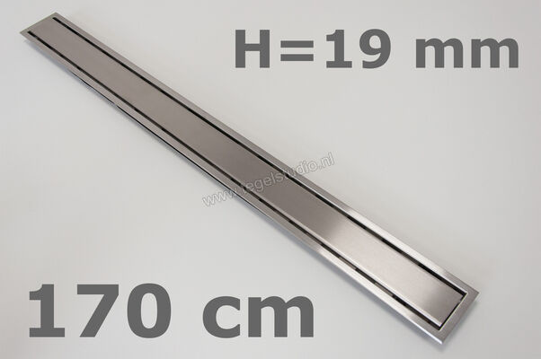Schlüter Systems KERDI-LINE-A Profielframes Goot met de afdekkingen 170cm H=19mm - Design Solid Roestvast staal V4A EB - Roestvast staal V4A geborsteld zilver Sterkte: 19 mm Lengte: 1,7 m KLA19EB170 | 5804
